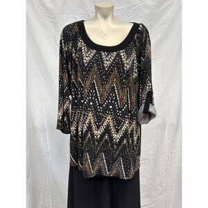 Cato Womens Multicolor Geometric Tunic Blouse Plus Size 18/20W 3/4 Sleeve Casual
